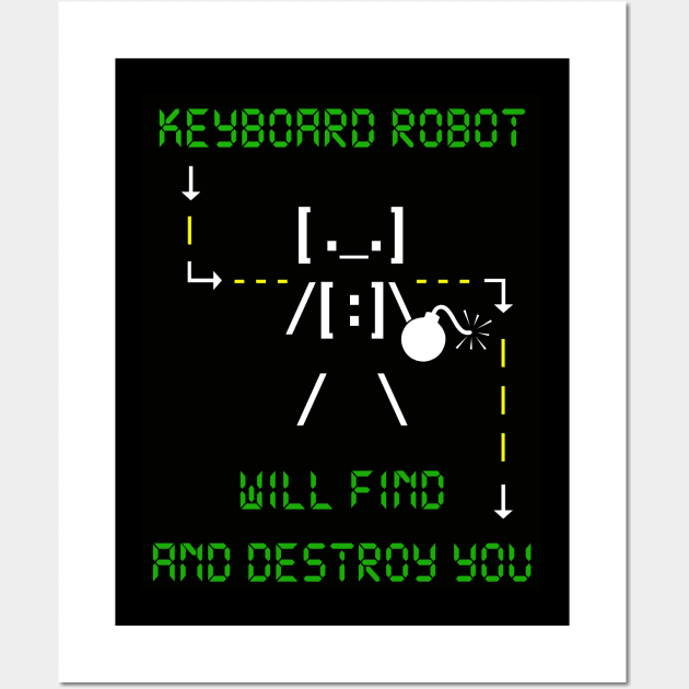 KEYBOARD ROBOT WILL FIND AND DESTROY YOU Wall Art by DodgertonSkillhause